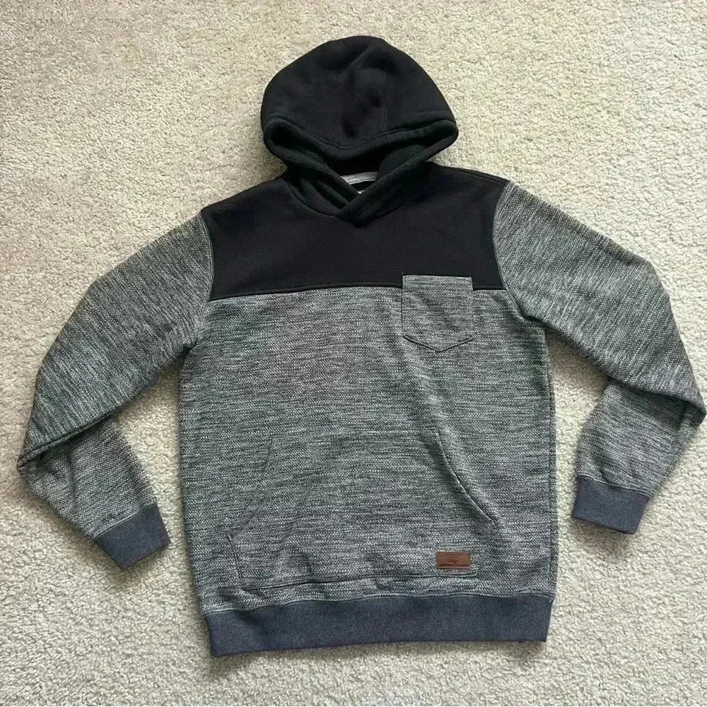 Quicksilver Keller Block Hood Hoodie Sweater Gray Men’s Size Large Pullover